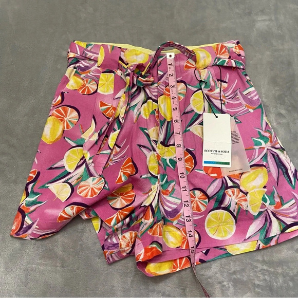 New! Scotch & Soda High-Rise Mid-Length Shorts fruit citrus print 27204 - Picture 10 of 16